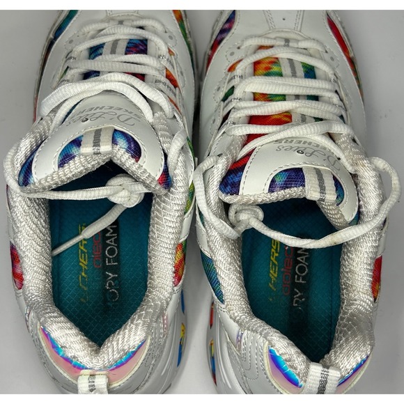 Skechers D Lites Women Tie Dye Chunky Sneakers White Rainbow Size 8 - Picture 10 of 13